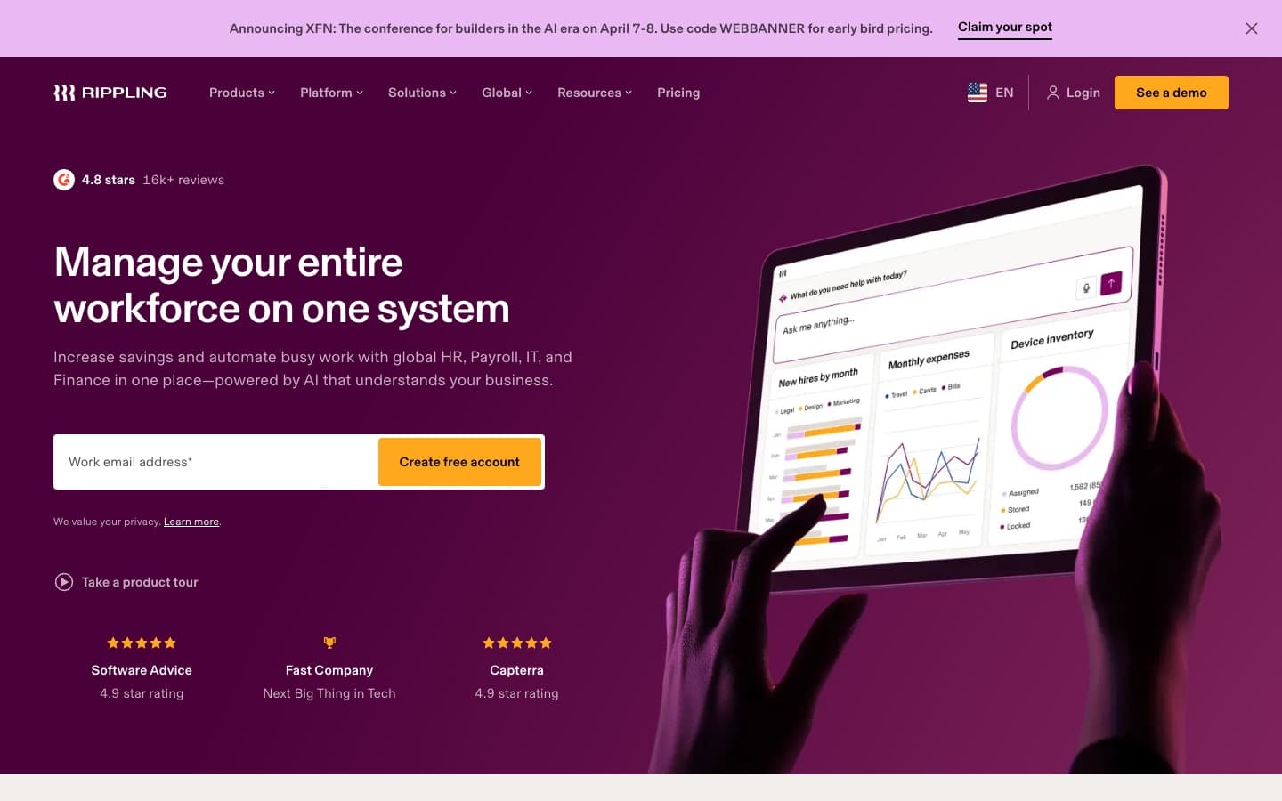 Rippling homepage